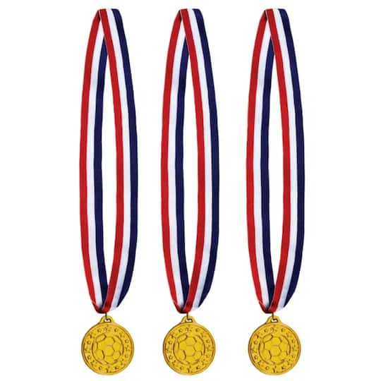 30" Soccer Medals with Ribbons, 3ct.